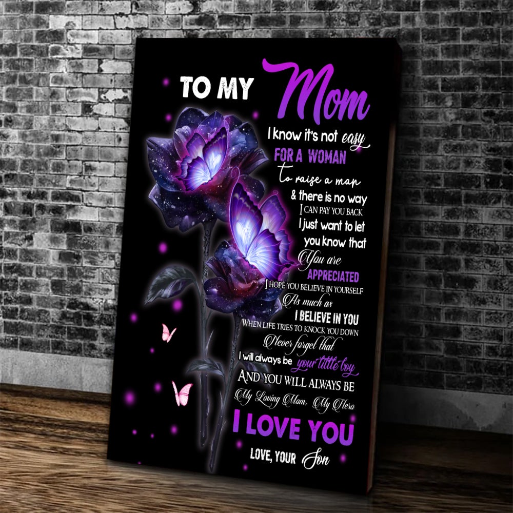 To My Mom, My Loving Mom, My Hero I Love You, Love Your Son,Portrait Poster & Canvas For Mother Family Birthday Home Decor Wall Art Visual Art