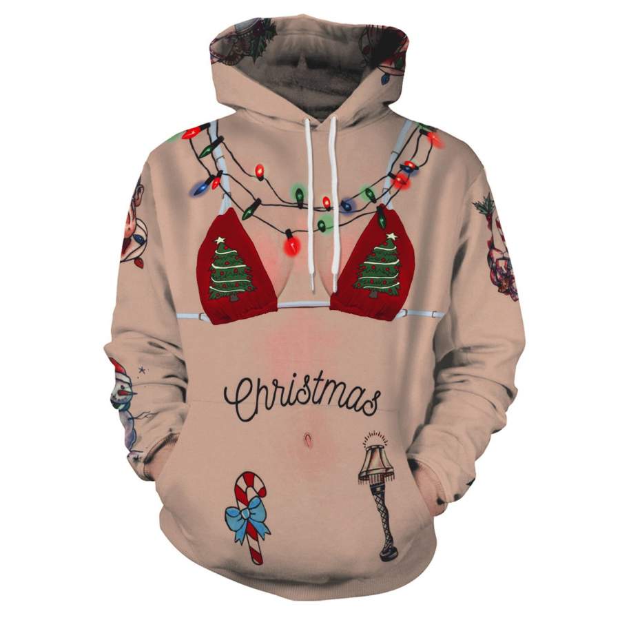 Ugly Christmas Printed Hooded Xmas Sweatshirt – 3D All Over Printed – VF631