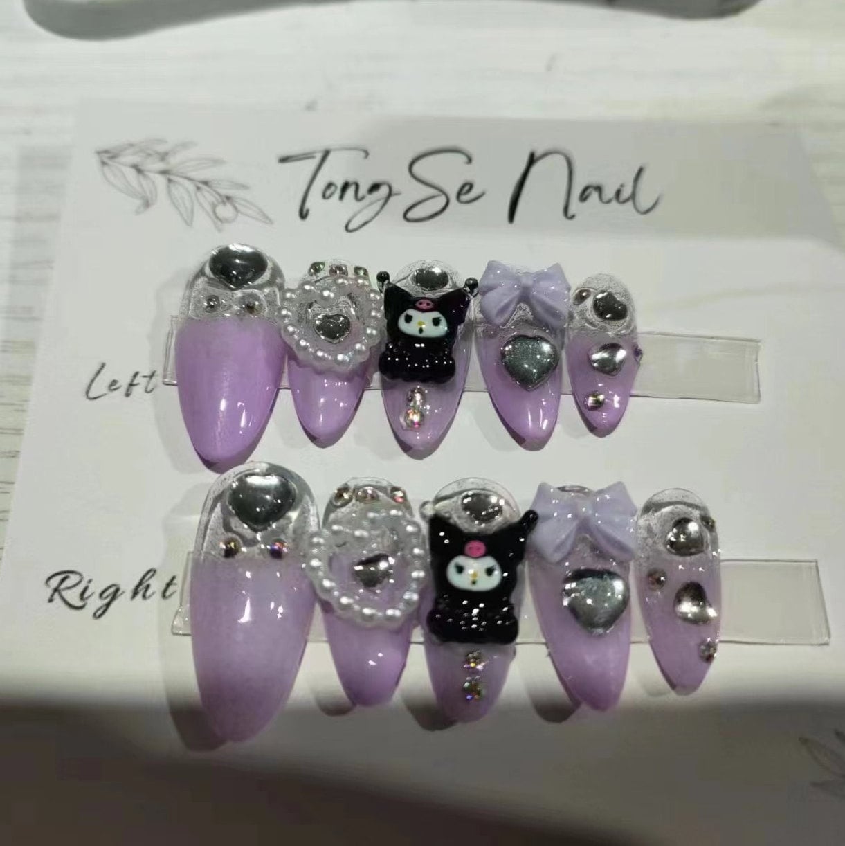 Purple Kurommi Press On Nails/Purple Anime Kawaii Fake Nails/Y2k nails/Japanese Cute Nails/ Reusable Fake Nails/girdling Nails #34