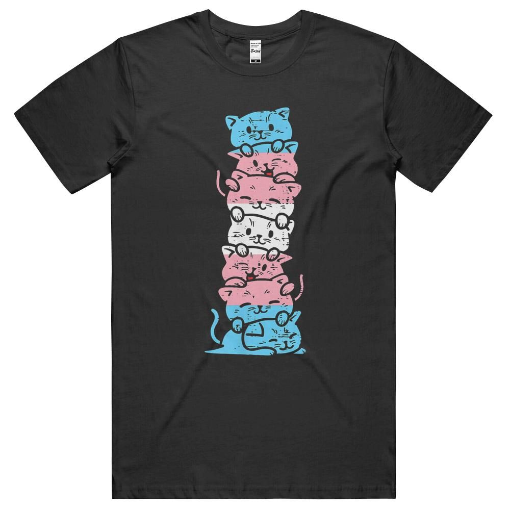 Transgender Cat Stack Cute Trans Pride Flag Lgbt Animal Gift T-Shirt, Hoodie, Long Sleeve Tee