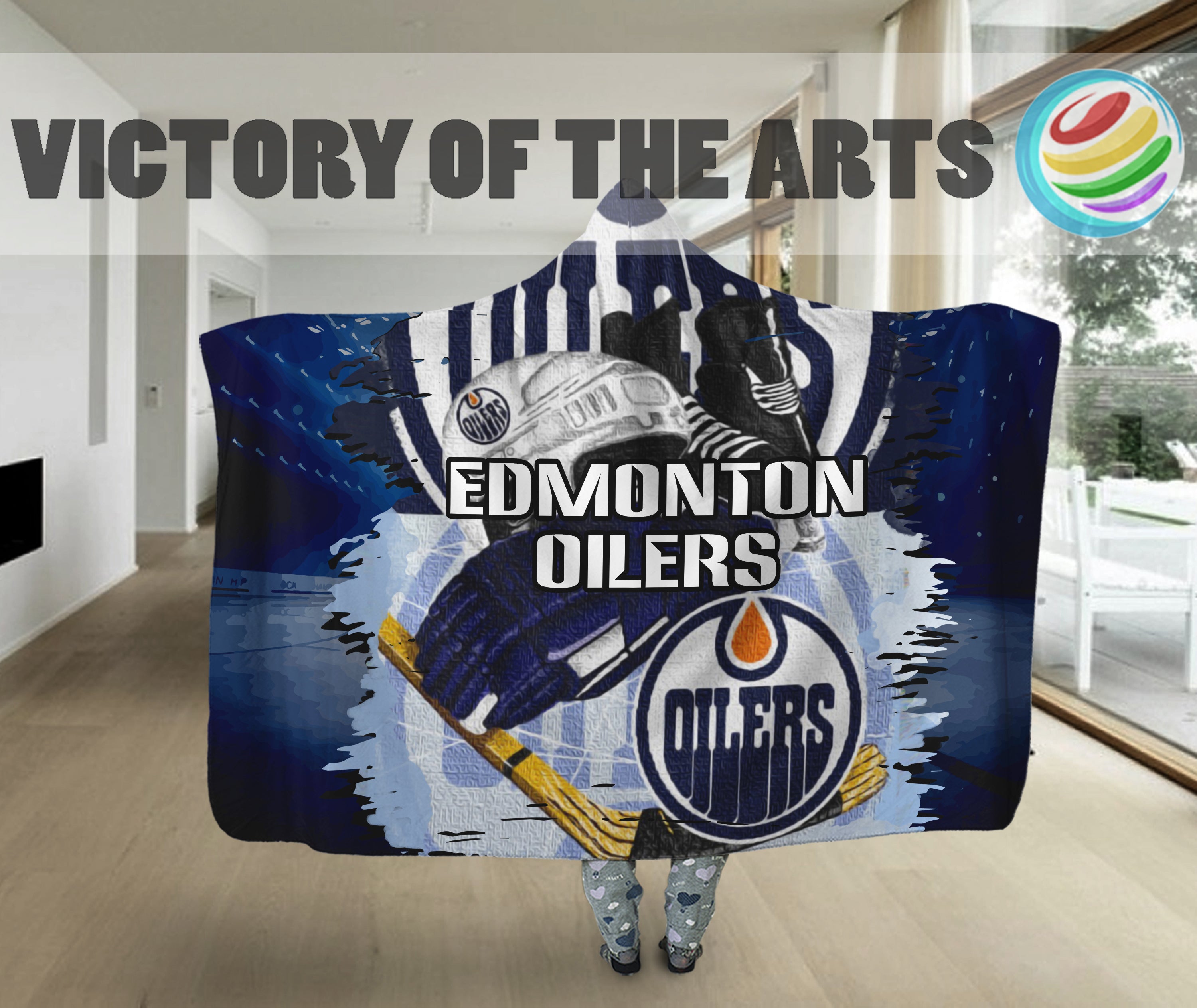 Edmonton Oilers Home Gift For Fan 3D Full Printing Hooded Blanket 8580