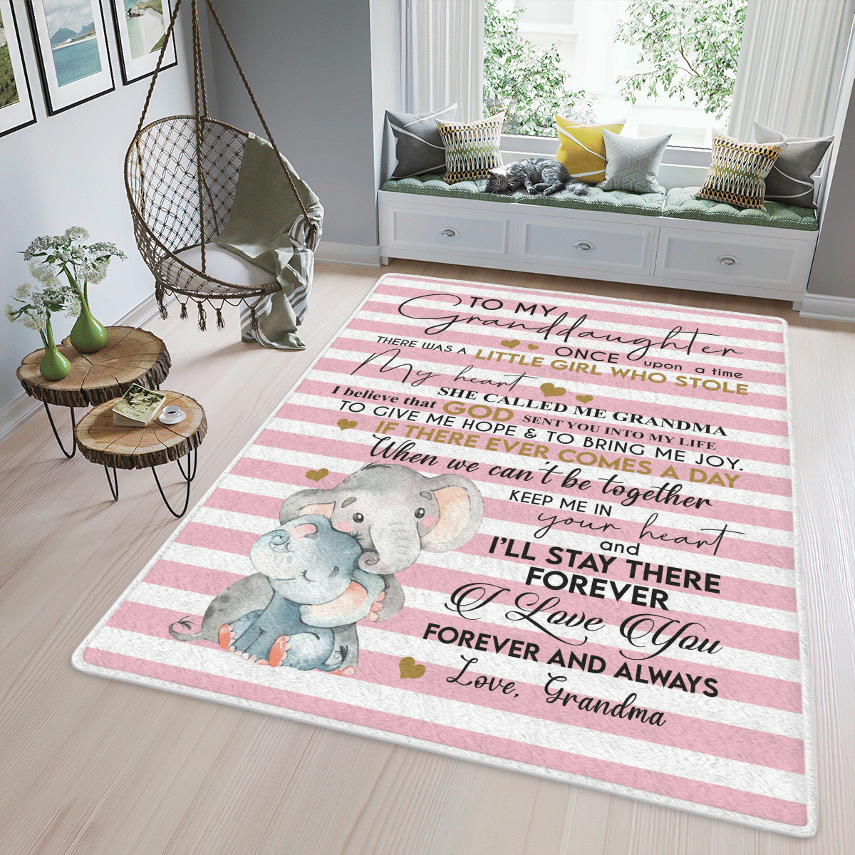 Wooni To My Granddaughter I Love You Forever And Always – Elephant Area Rug, Rectangle Rug Wn070322151