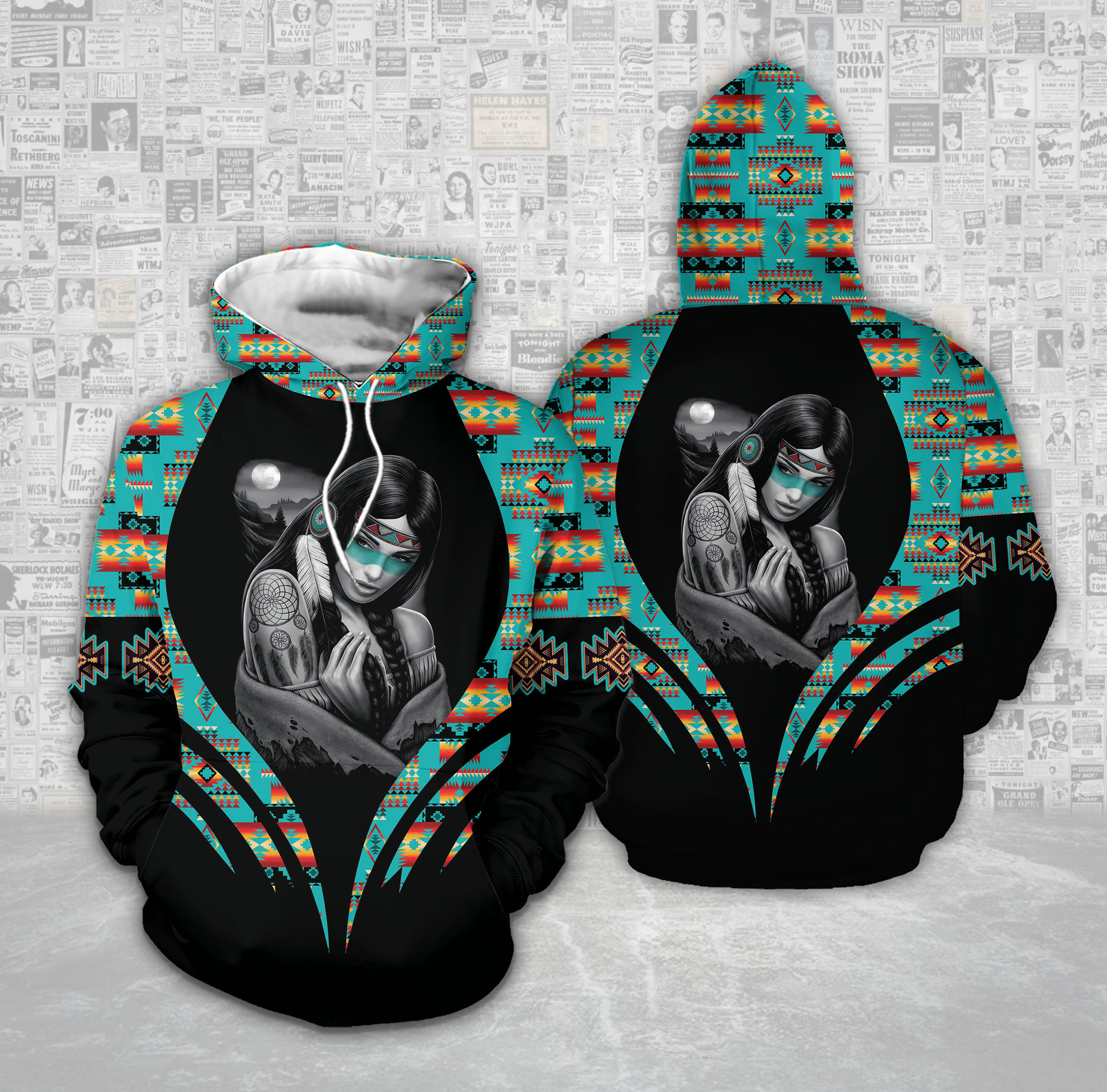 Native Girl Tribes Pattern Native American Hoodie 3D – Zip Hoodie