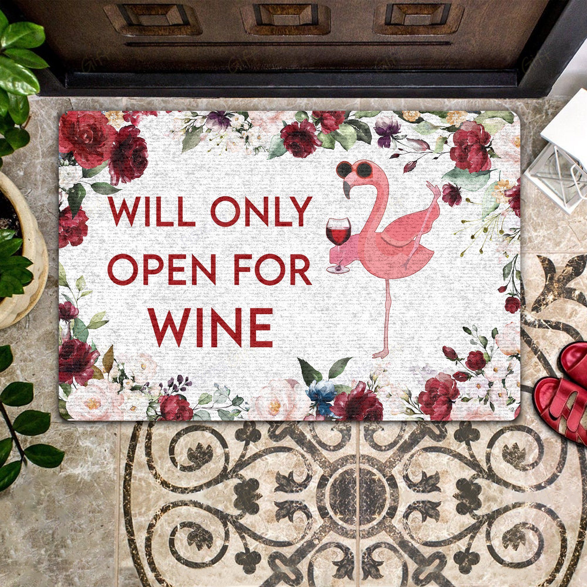 Will Only Open For Wine All Over Printing Doormat