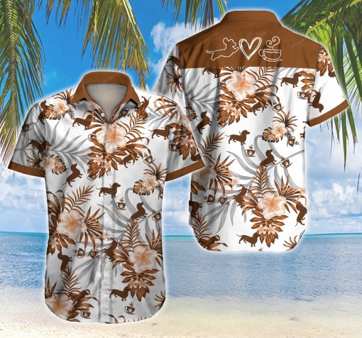 Tlab Dachshund Coffee Hawaiian Shirts For Men Ha82757