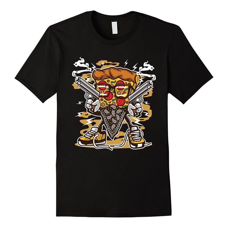 Unique & Retro Vintage Pizza Gangster Cartoon T-Shirt & Gift Men Fashion T Shirt