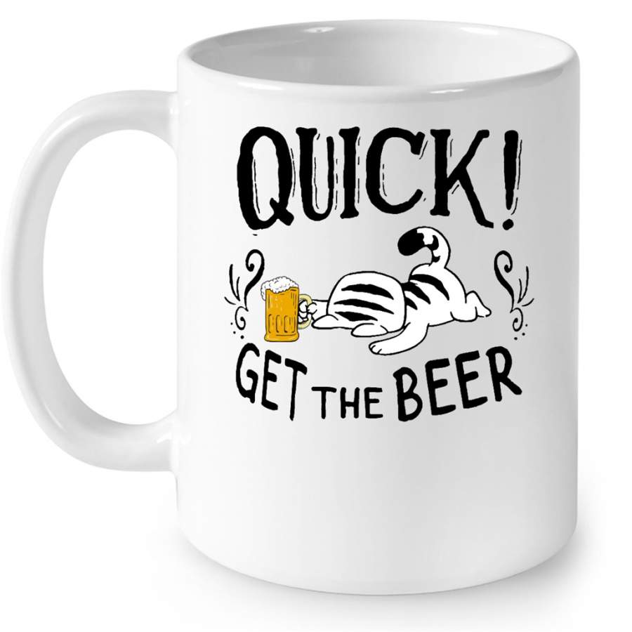 Quick Get The Beer Funny Cat Kitten W – Full-Wrap Coffee White Mug