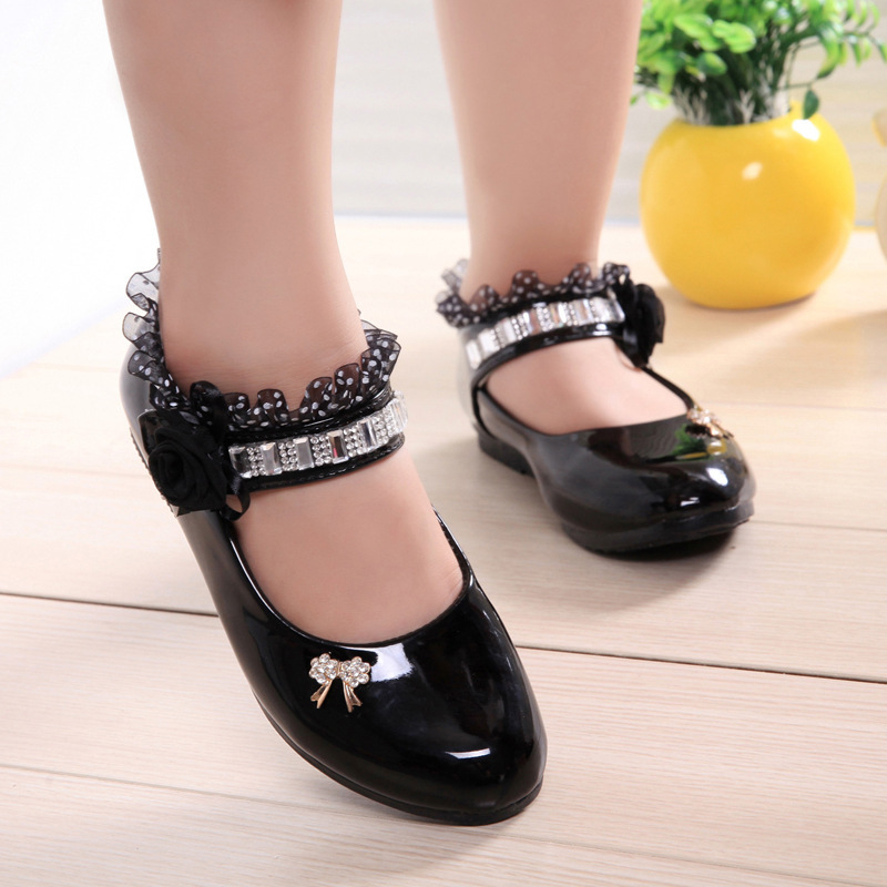 2020 New Children Elegant Princess PU Leather Sandals Kids Girls Wedding Dress Party Beaded Shoes For Girls alx