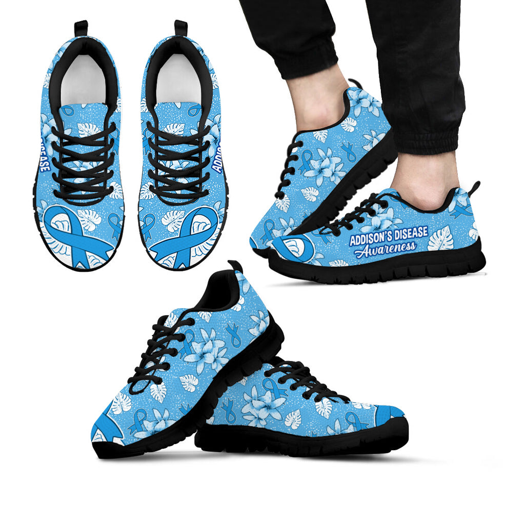 Addison’S Disease Awareness Shoes Flowers Pattern Sneaker Walking Shoes – Best Shoes For Men And Women