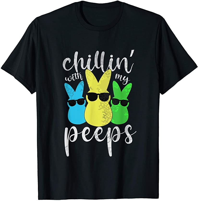 Chillin With My Peeps Boys Men Easter Day 2021 Bunny T-Shirt