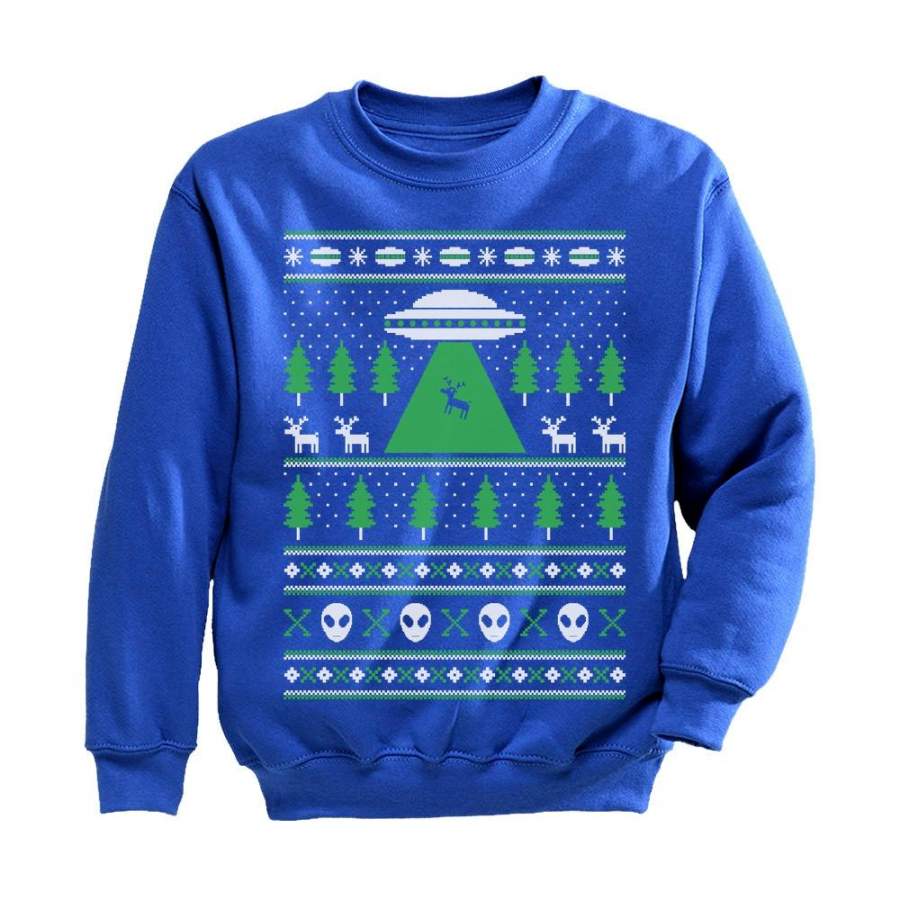 Alien Reindeer Abduction Ugly Christmas Sweater Youth Kids Sweatshirt