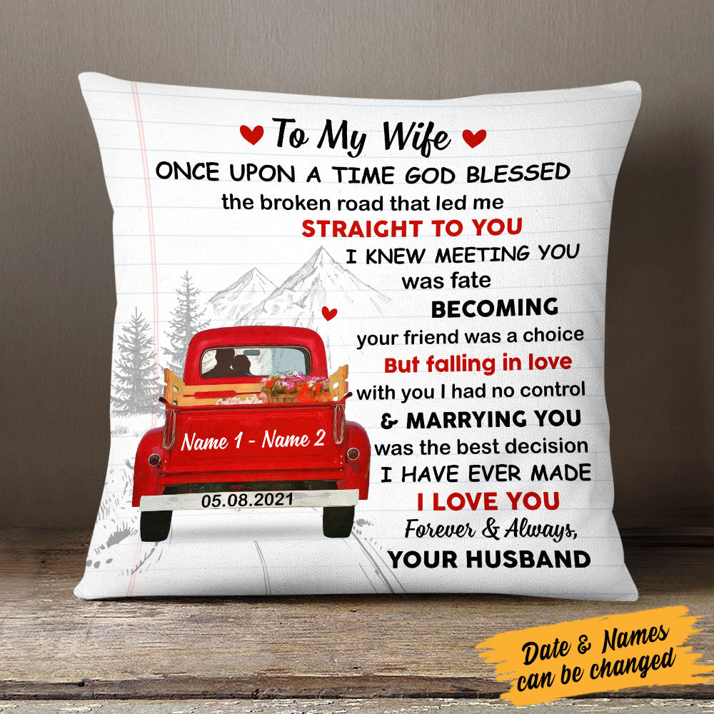 Personalized God Bless The Road Couple Pillow Ap231 65O58 (Insert Included)