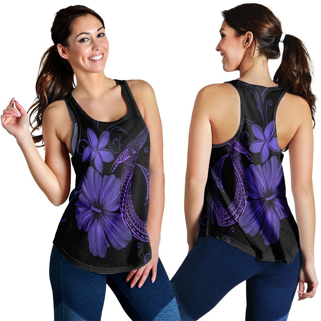 Hawaii Fish Hook Hibiscus Plumeria Polynesian Racerback Tank Purple Ha76320