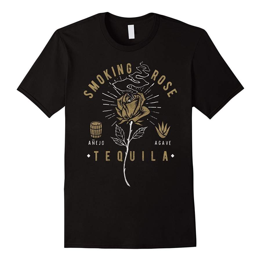 Smoking Rose Tequila Vintage Graphic T-Shirt Men Fashion Cotton T-Shirt