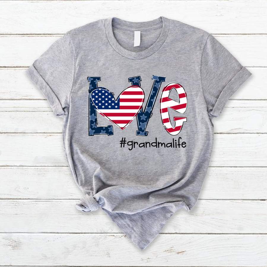 Personalized Love Grandma Life American Flag Shirt