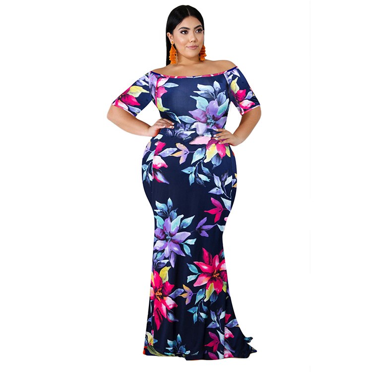 Summer Dresses 2022 Plus Size Short Sleeved Floral Women Robe Soirée Femme Chic Wholesale Dropshipping alx