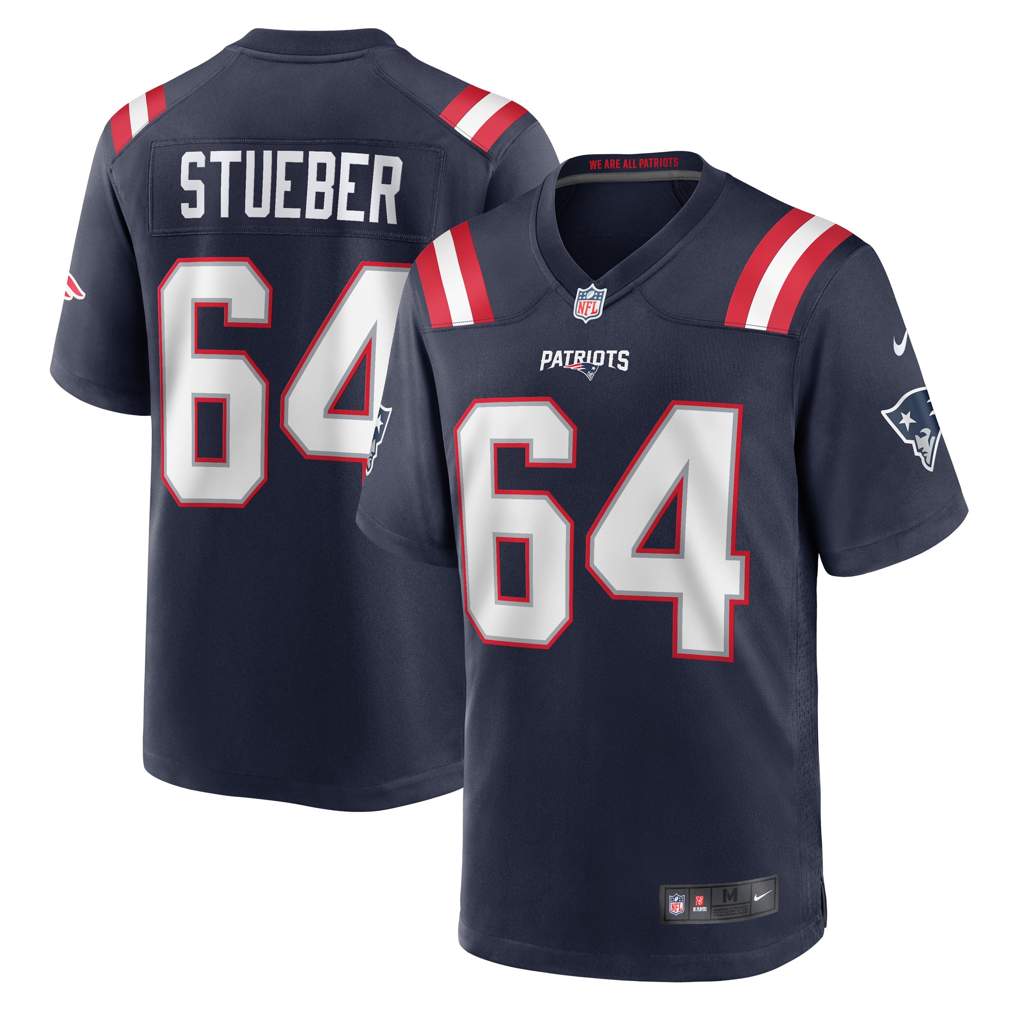 Men’s New England Patriots Andrew Stueber Navy Game Player Jersey