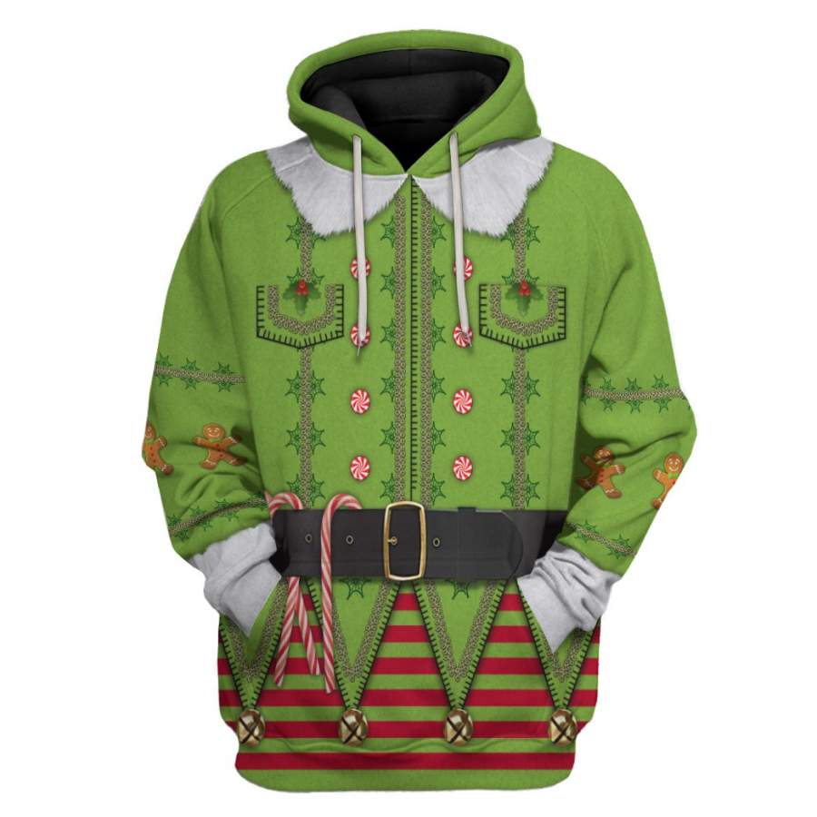 3D Mens Ugly Christmas Elf Custom Tshirt Hoodie Apparel