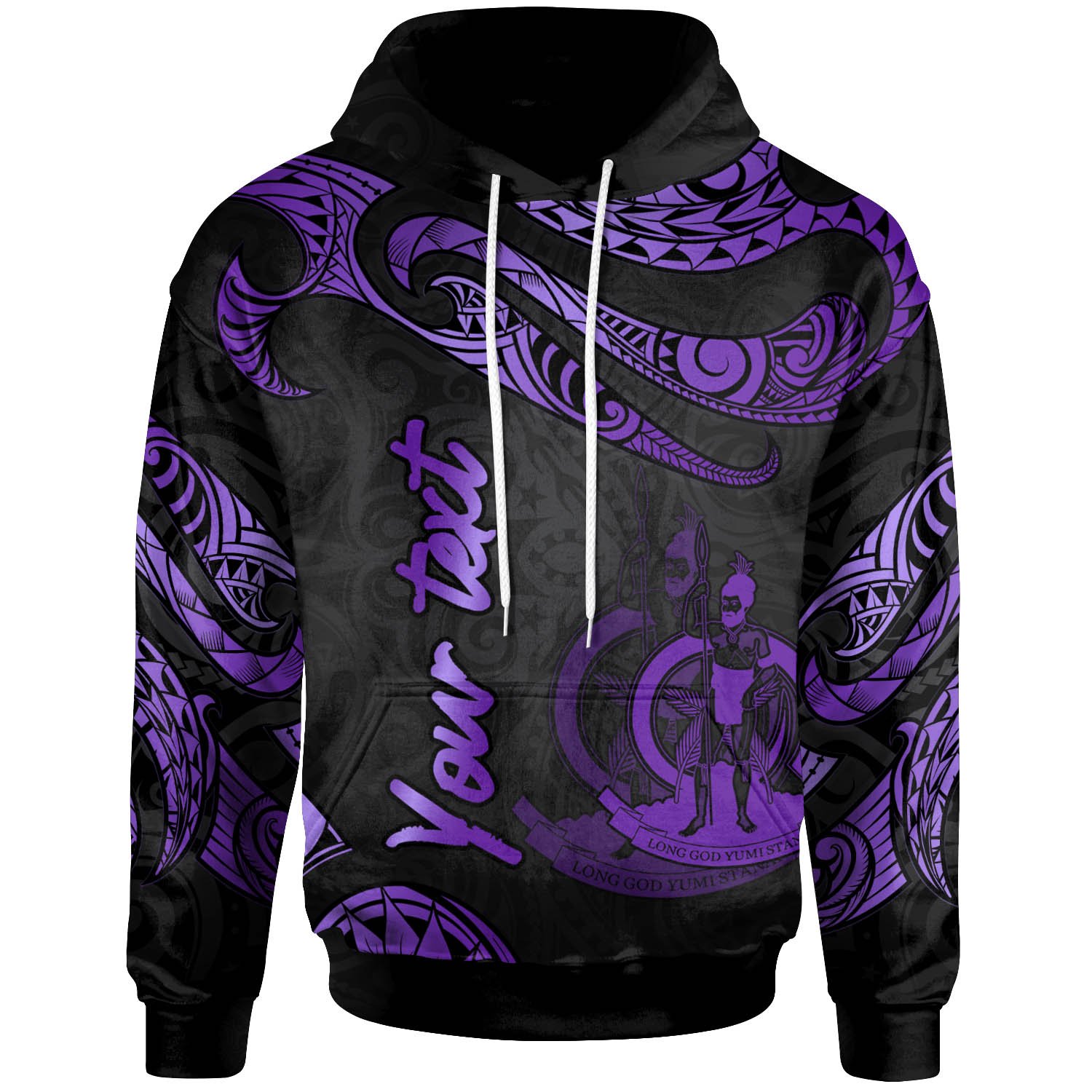 Vanuatu Polynesian Custom Personalised Hoodie – Poly Tattoo Purple Version – BN12