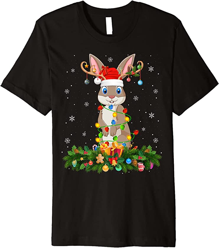 Xmas Holiday Reindeer Hat Santa Rabbit Christmas Premium T-Shirt