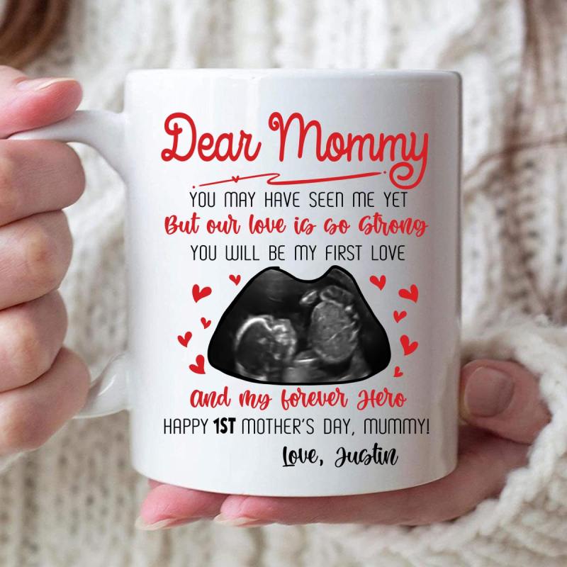 I Can’T Wait To Meet You – Personalized Custom Coffee Mug – Baby Ultrasound Mug For Mommy To Be