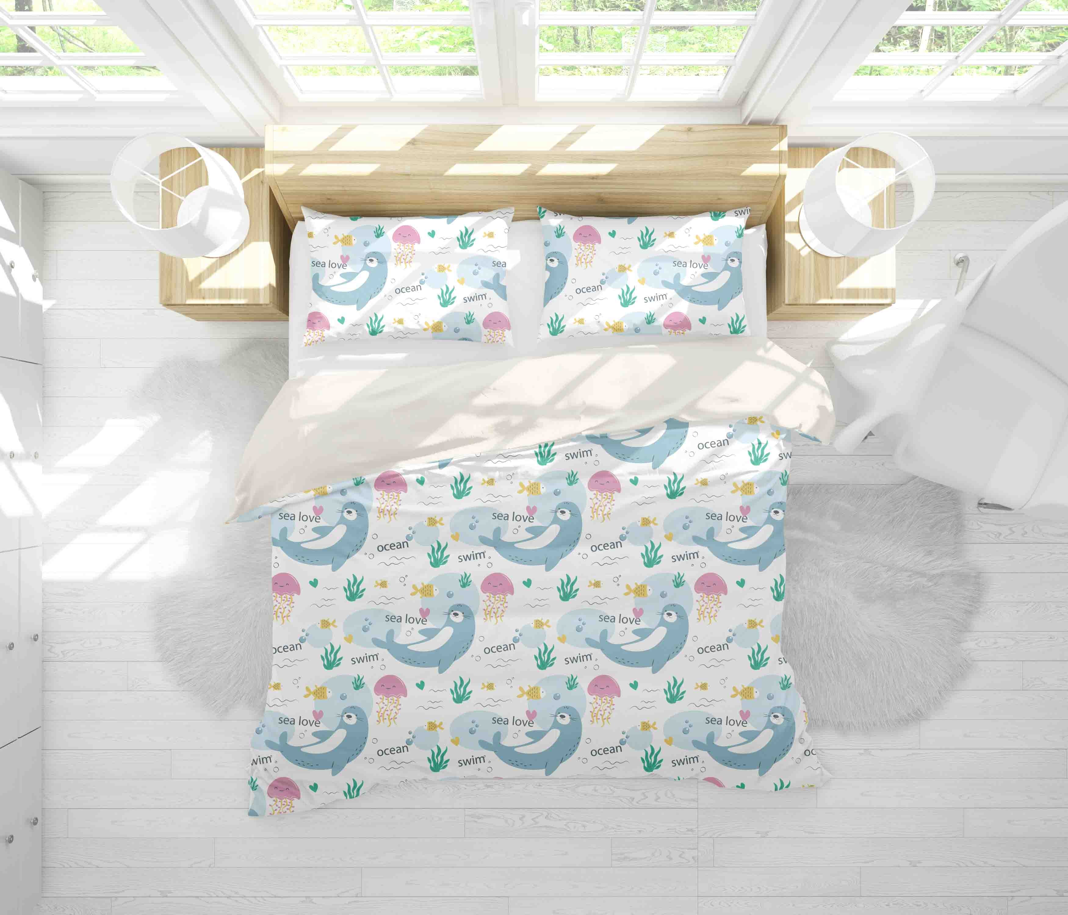 3D Ocean Jellyfish Animal Pattern Quilt Cover Set Bedding Set Duvet Cover Pillowcases Lxl