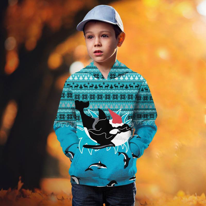 Dolphin Christmas T1509 - All Over Printed Kid Hoodie