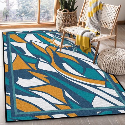 Miami Dolphins Rug Football Rug All Over Print Logo Custom Area Rug Carpet Full Sizes Home Living Rug Carpet Decor