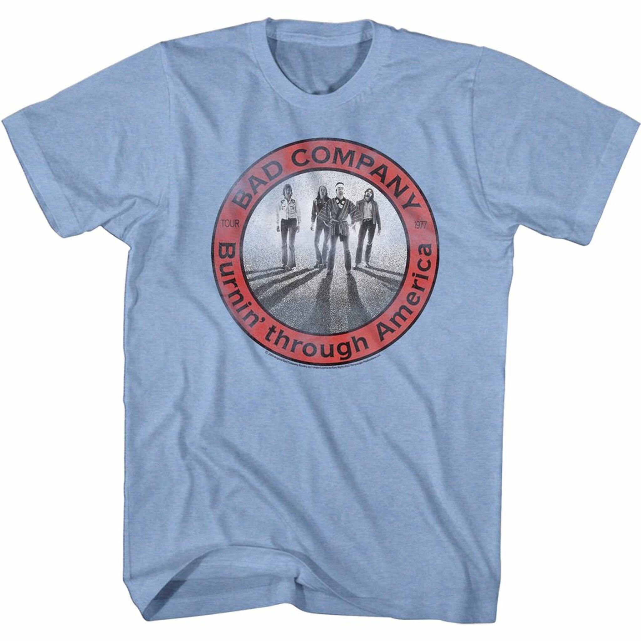 Bad Company Burning Circle Light Blue Heather Adult T-Shirt