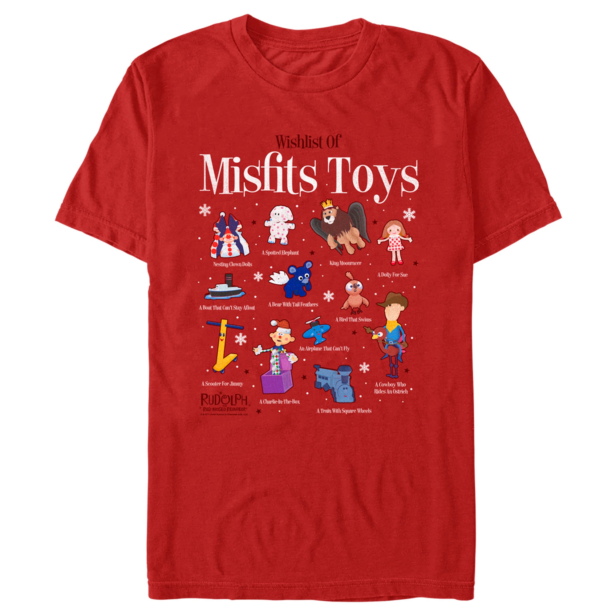 Rudolph The Red-Nosed Reindeer Men’S Wishlist Of Misfit Toys  T-Shirt