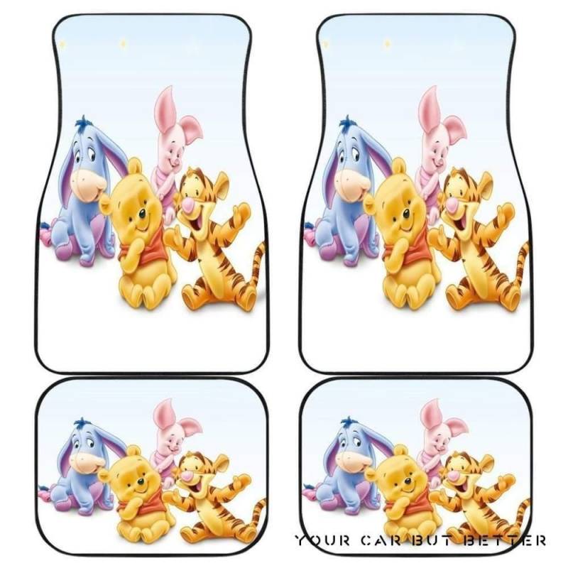 Pooh And Friends Funny Friendship In White Theme Car Floor Mats