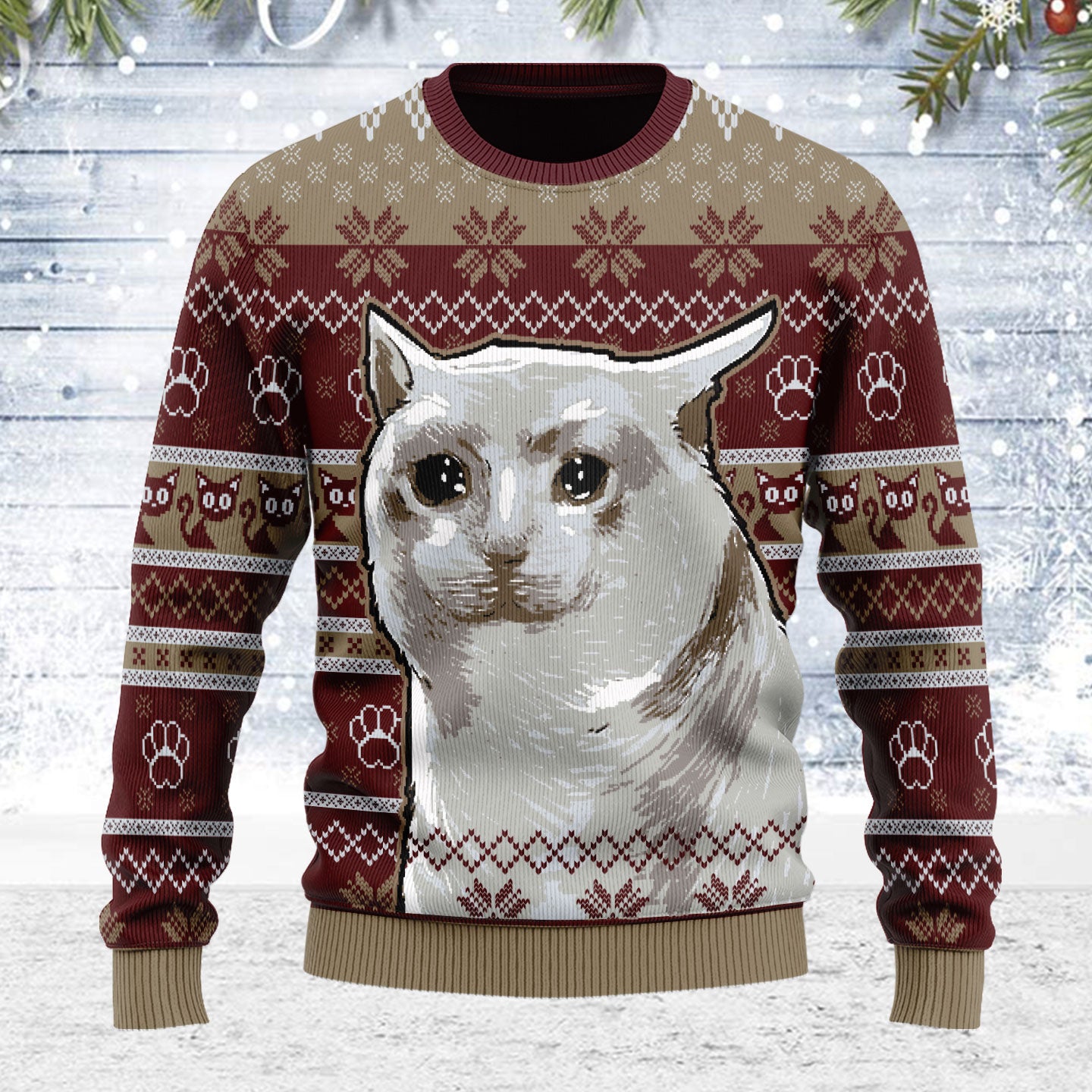 Klasern Ugly Christmas Sweater Nobiko Cat Meme 3D Apparel – Klasern Store