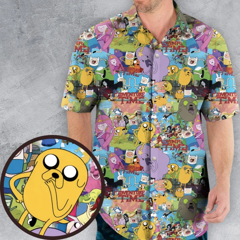 Adventure Time Characters Pattern Hawaiian Shirt