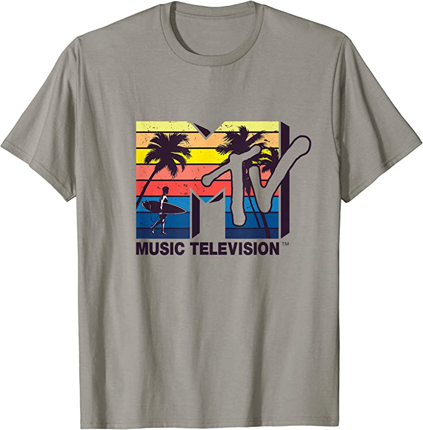 x MTV – The official MTV Logo with Vintage Surfer and Palms T-Shirt