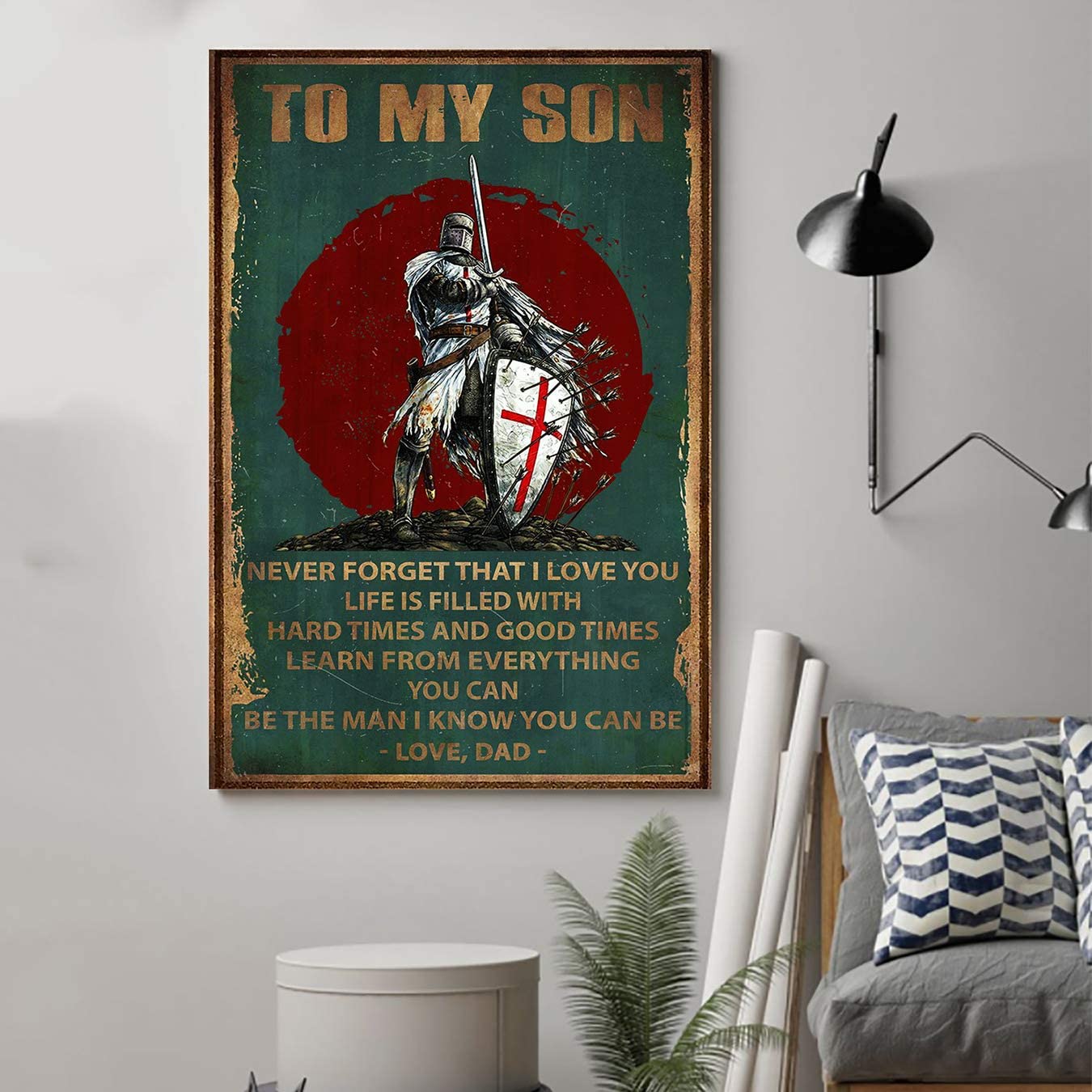 Posters Knight Templar Poster- Dad to Son – You Can-Command Strips Wall Decor – Poster for Room Aesthetic – Pictures Wall Vintage –