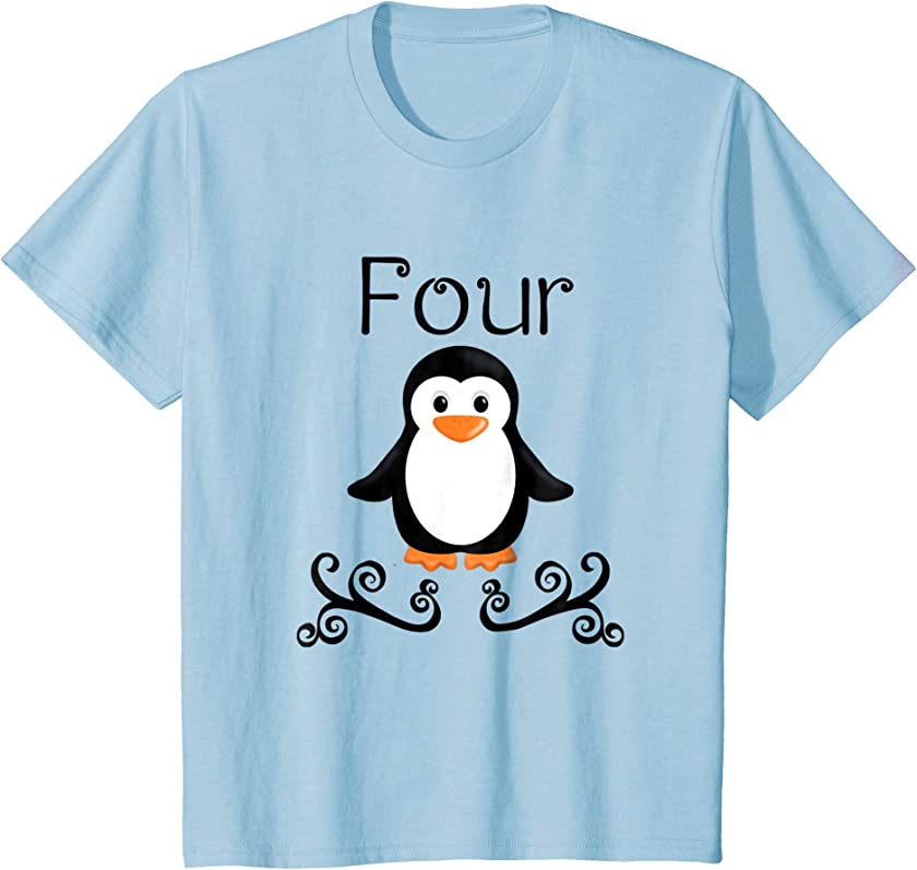 Kids 4 Year Old Penguin Birthday Party 4th Birthday Shirt