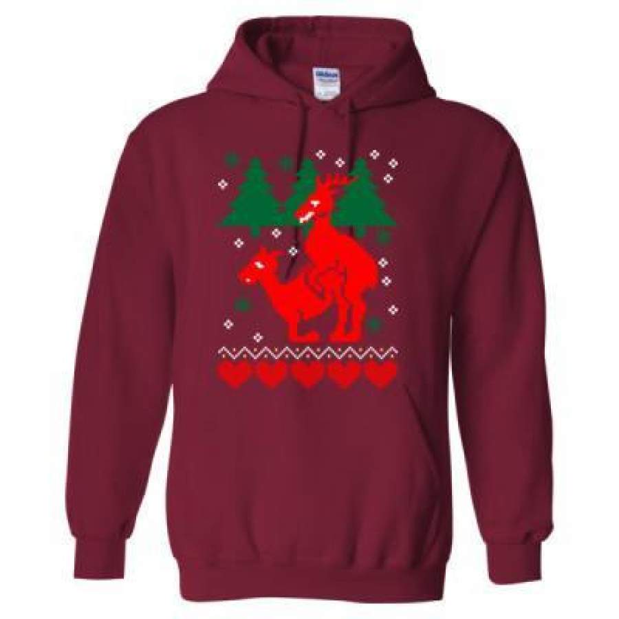 AGR Deer Ugly Christmas Sweater Xmas – Heavy Blend™ Hooded Sweatshirt