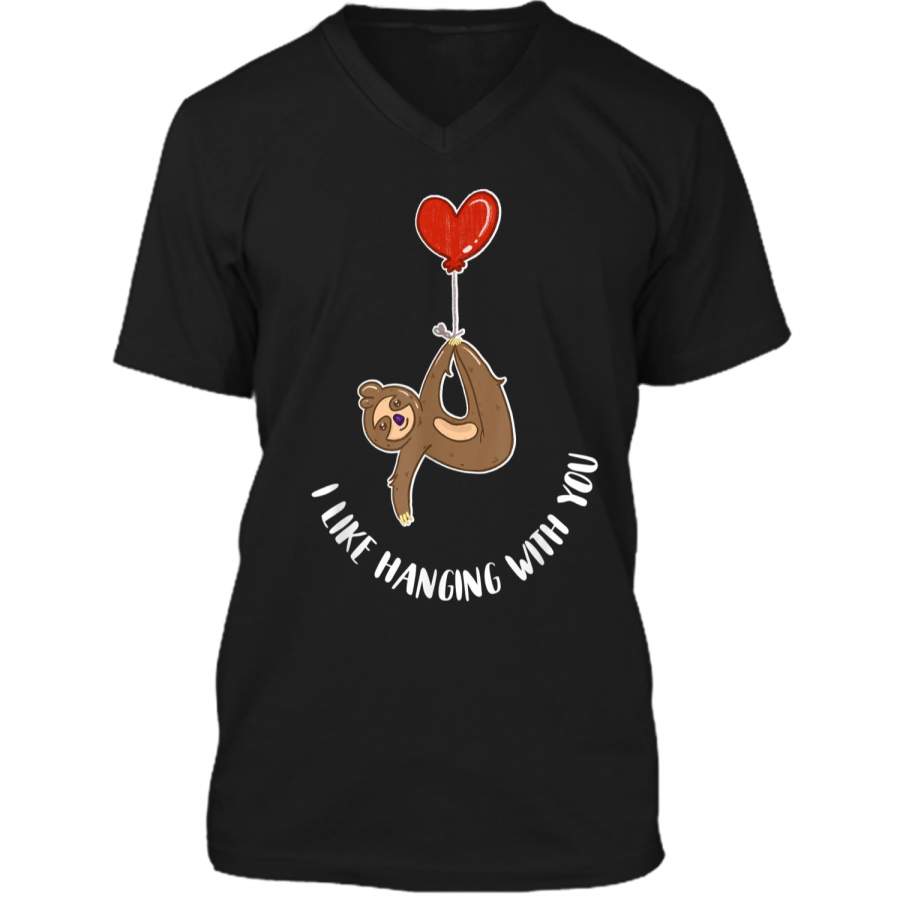 Valentine’s Day Sloth Gift Teenage Girls Couples Tween Mens Printed V-Neck T