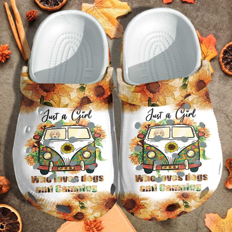 Camping Just A Girl Love Dog Camping Shoes clog Sunflower Be Kind Gifts For Girl Daughter 2