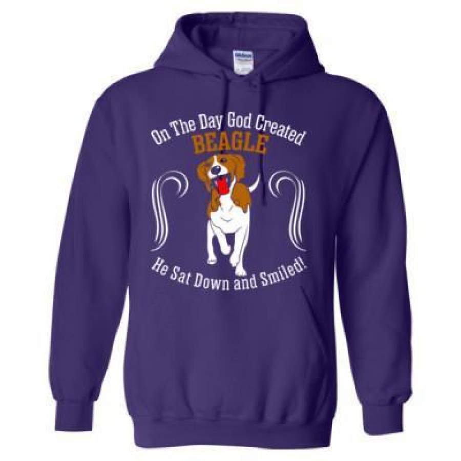 AGR On Day God Created Beagle Dog Sat Down Smiled – Heavy Blend™ Hooded Sweatshirt