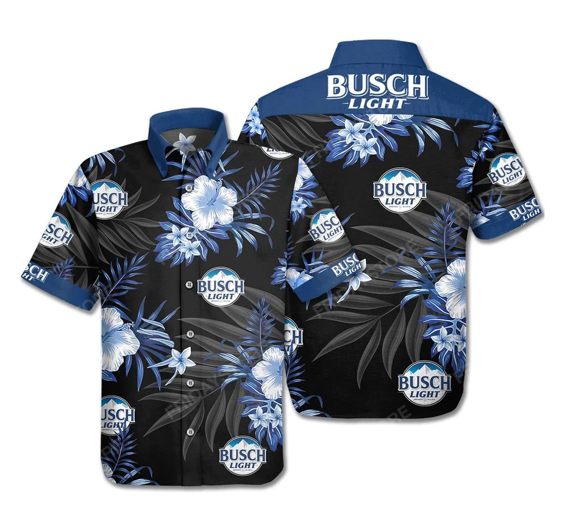 Beer Busch Light Hibiscus Flower Pattern Hawaii Shirt Ha38435