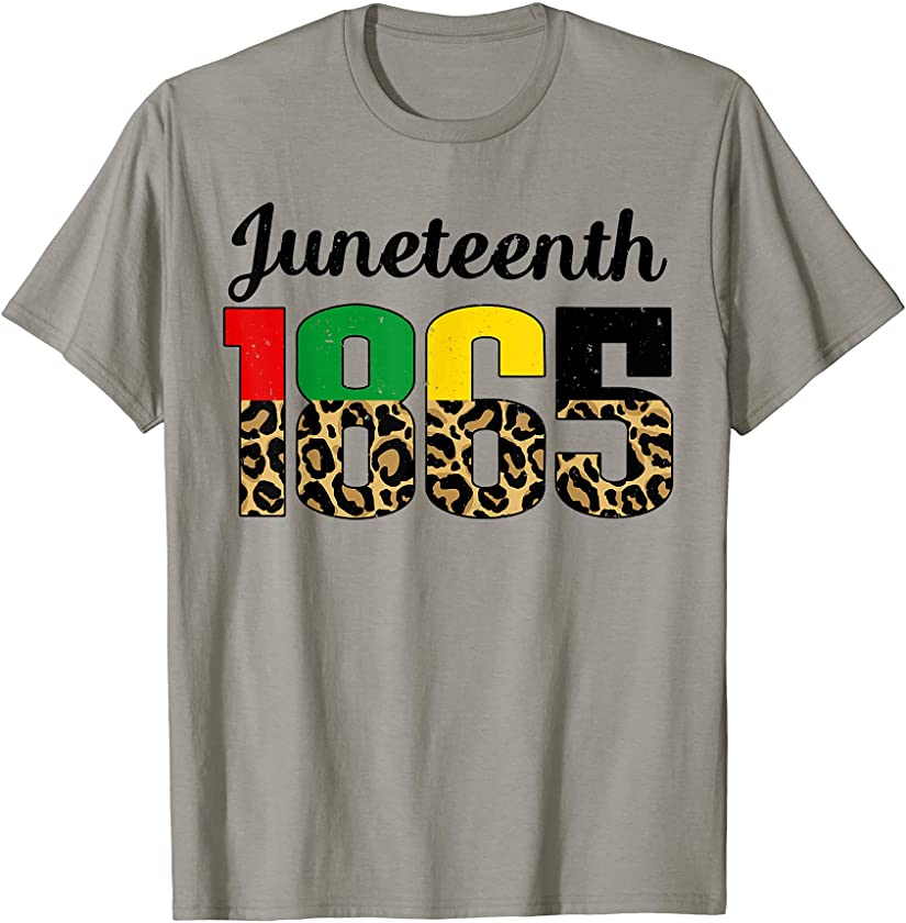 QDd Juneteenth Leopard American African 1865 Flag Pride T-Shirt