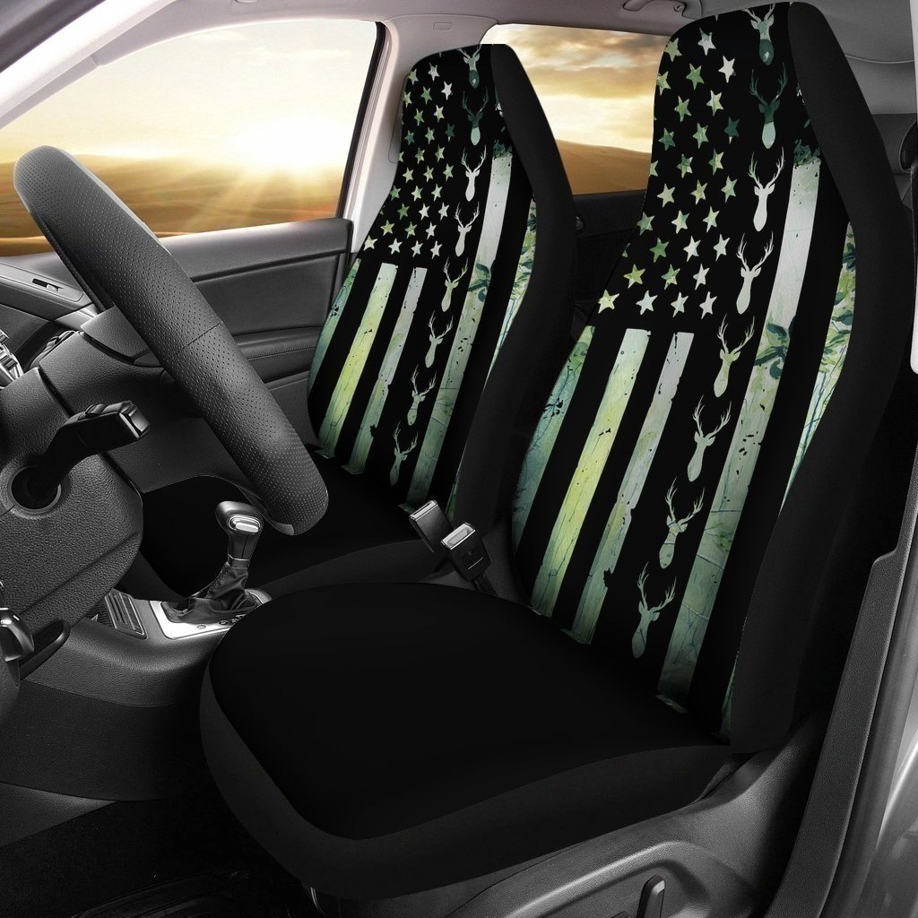 America Flag With Hunter Lover Car Seat Covers LT04