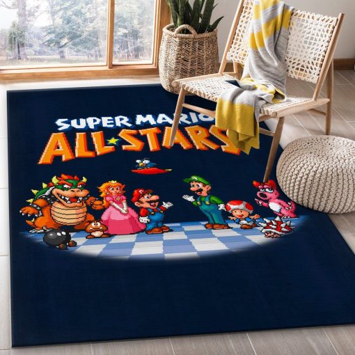 Super Mario All Stars Rug All Over Print Logo Custom Area Rug Carpet Full Sizes Home Living Rug Carpet Decor