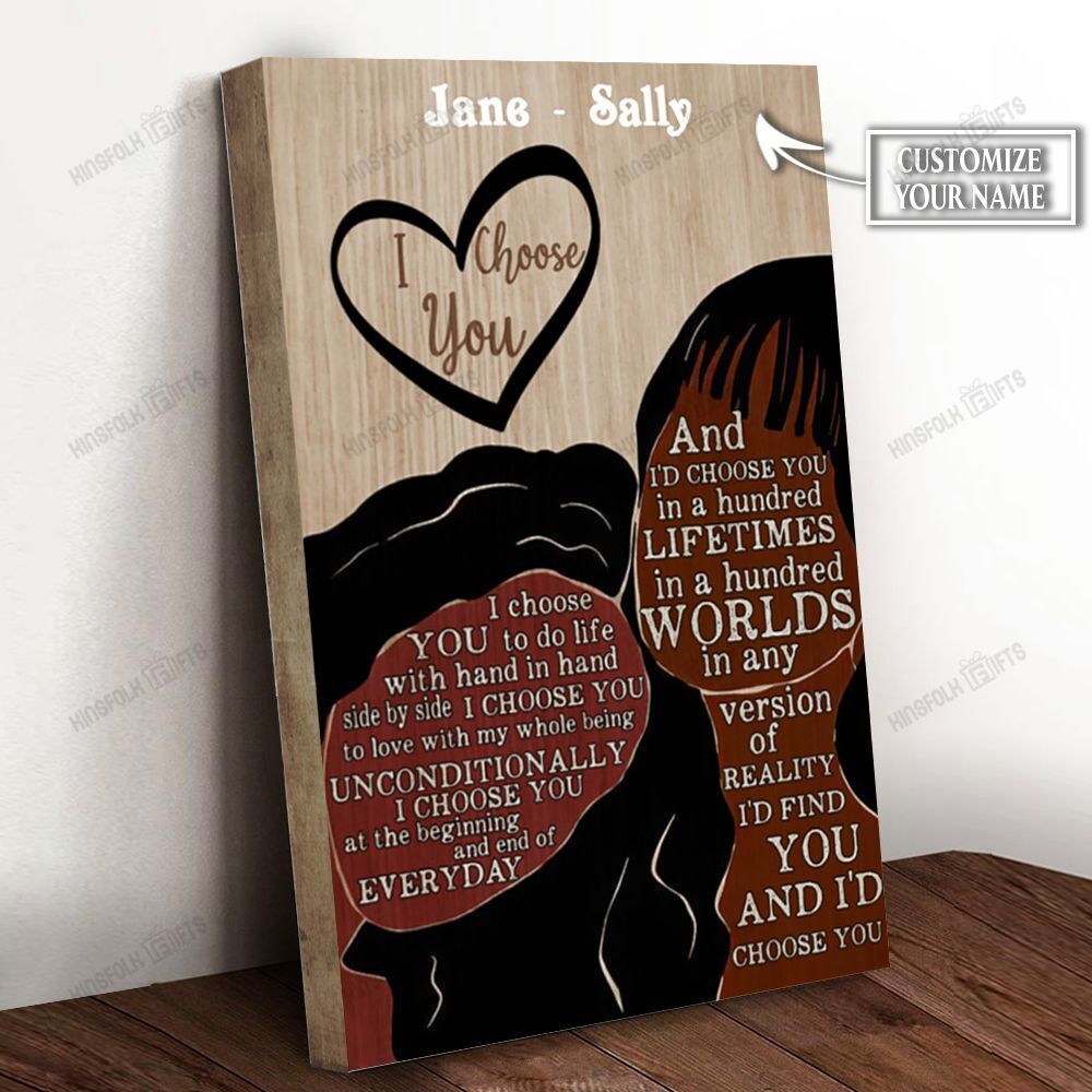 Lesbian Af Couple I Choose You Personalized Canvas Poster Wall Art, Poster Print, Canvas Print Wall Decor