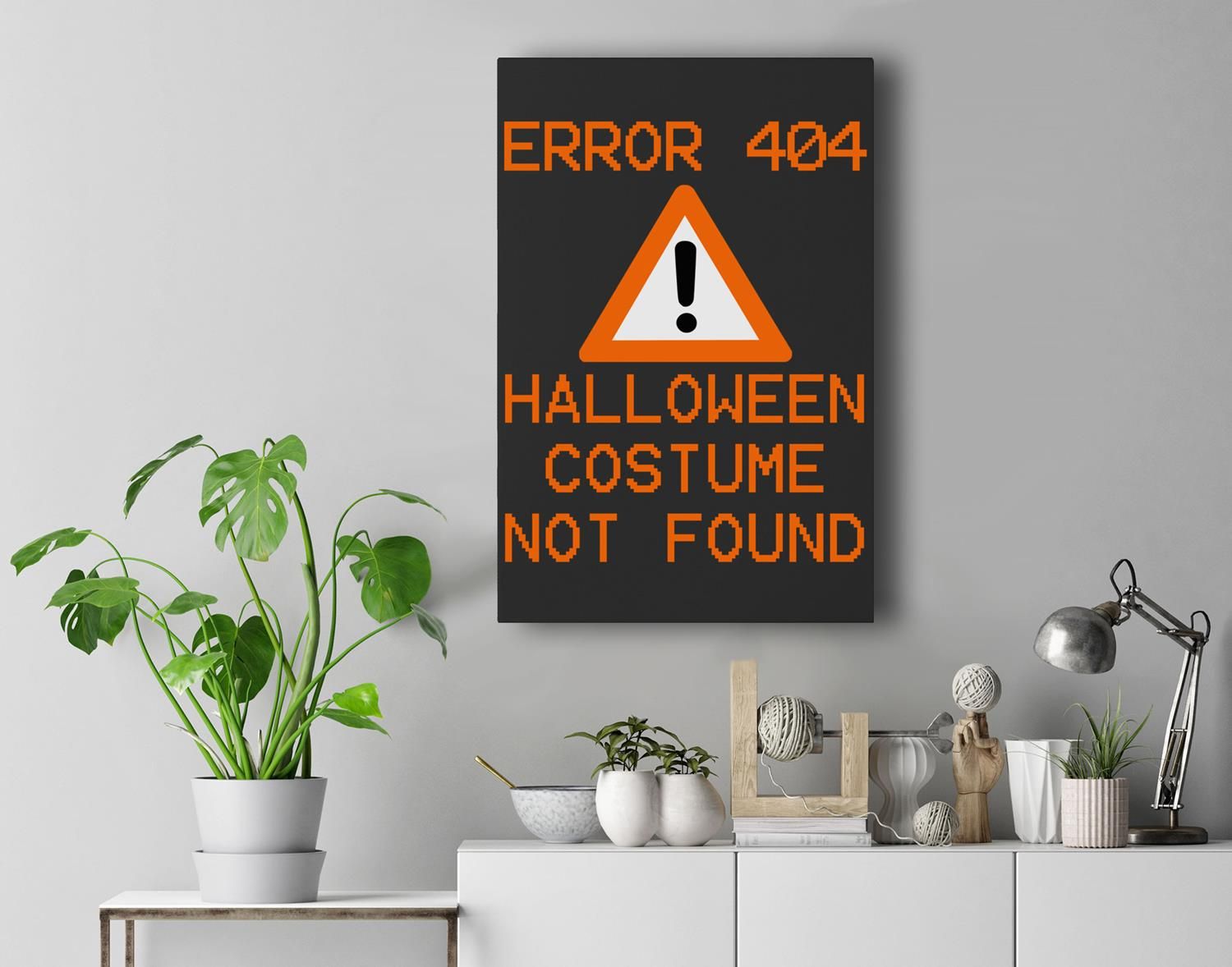 Funny Computer Nerd Halloween Error 404 Costume Not Found Premium Wall Art Canvas Decor