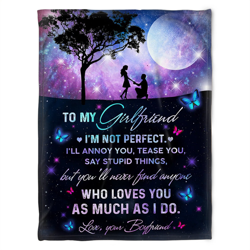 To My Girlfriend Blanket. Who Loves You As Much As I Do, Love You Boyfriend. Gift For Girlfriend From Boyfriend Home Decor Bedding Couch Sofa Soft And Comfy Cozy