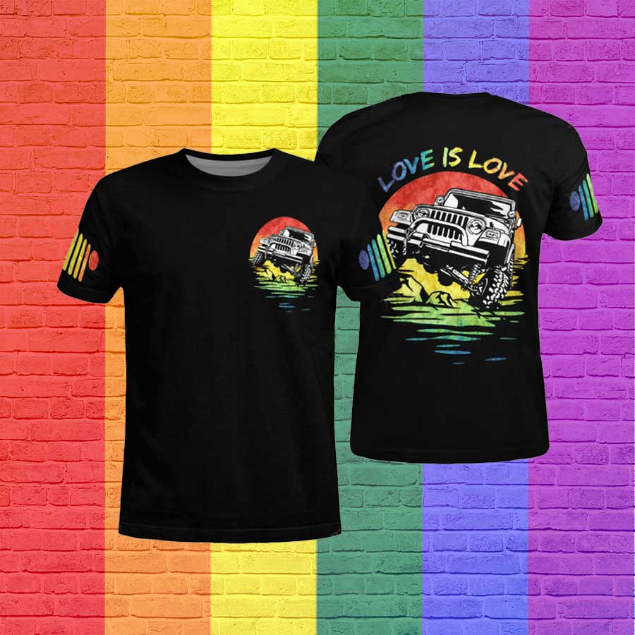 Pride Rainbow Jee Car 3D T Shirt For Pride Month, Jee Car Pride Shirt For Gaymer, Love Is Love Tee Shirt