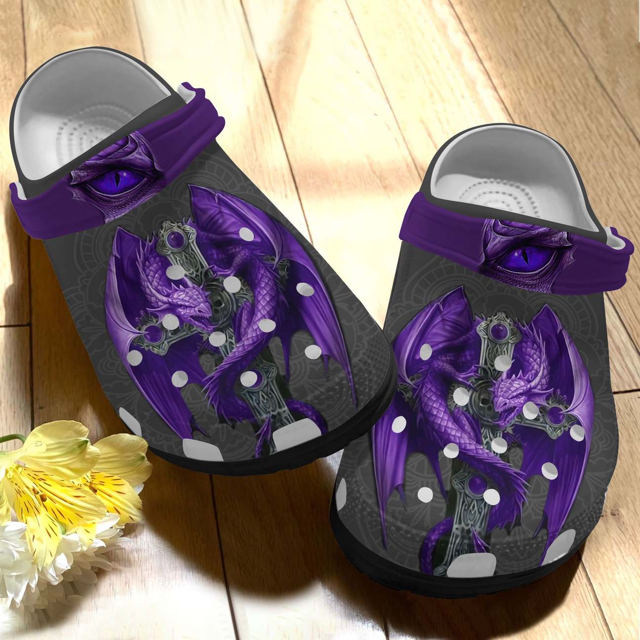 Dragon Personalized Clog, Custom Name, Text, Color, Number Fashion Style For Women, Men, Kid, Print 3D Purple Dragon Christ