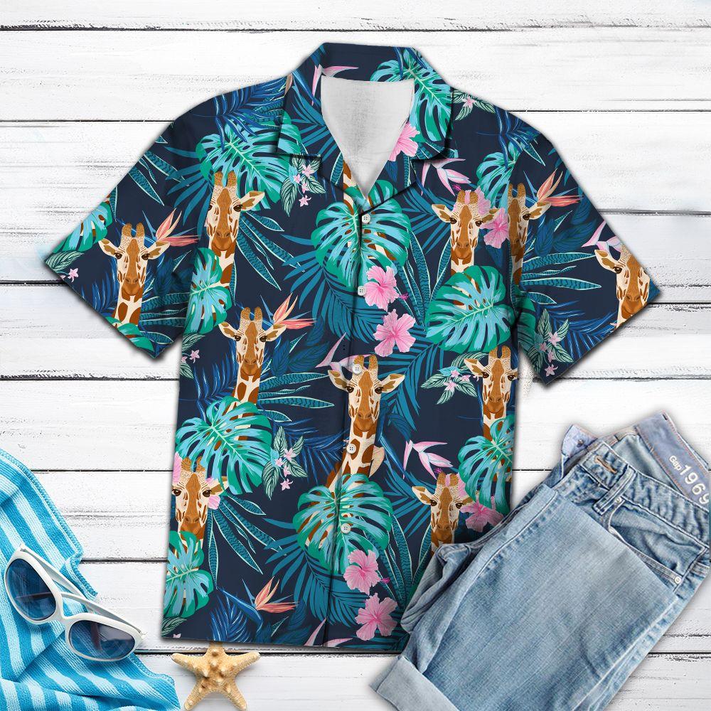 Giraffe Tropical Palm Hawaii Shirt For Hawaii Aloha Ha100726